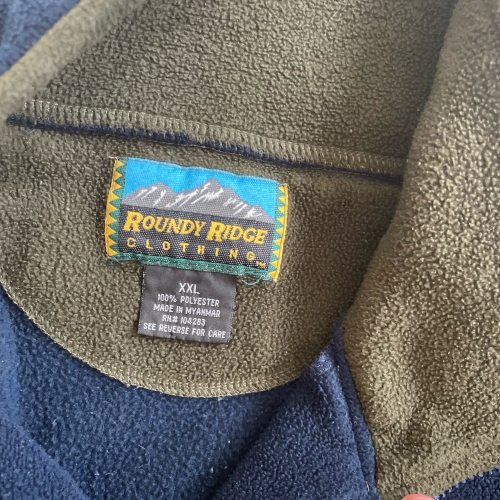 Vintage Roundy Ridge Navy Quarter‎ Zip Stand Collar Fleece Pullover Size XXL - Picture 3 of 4